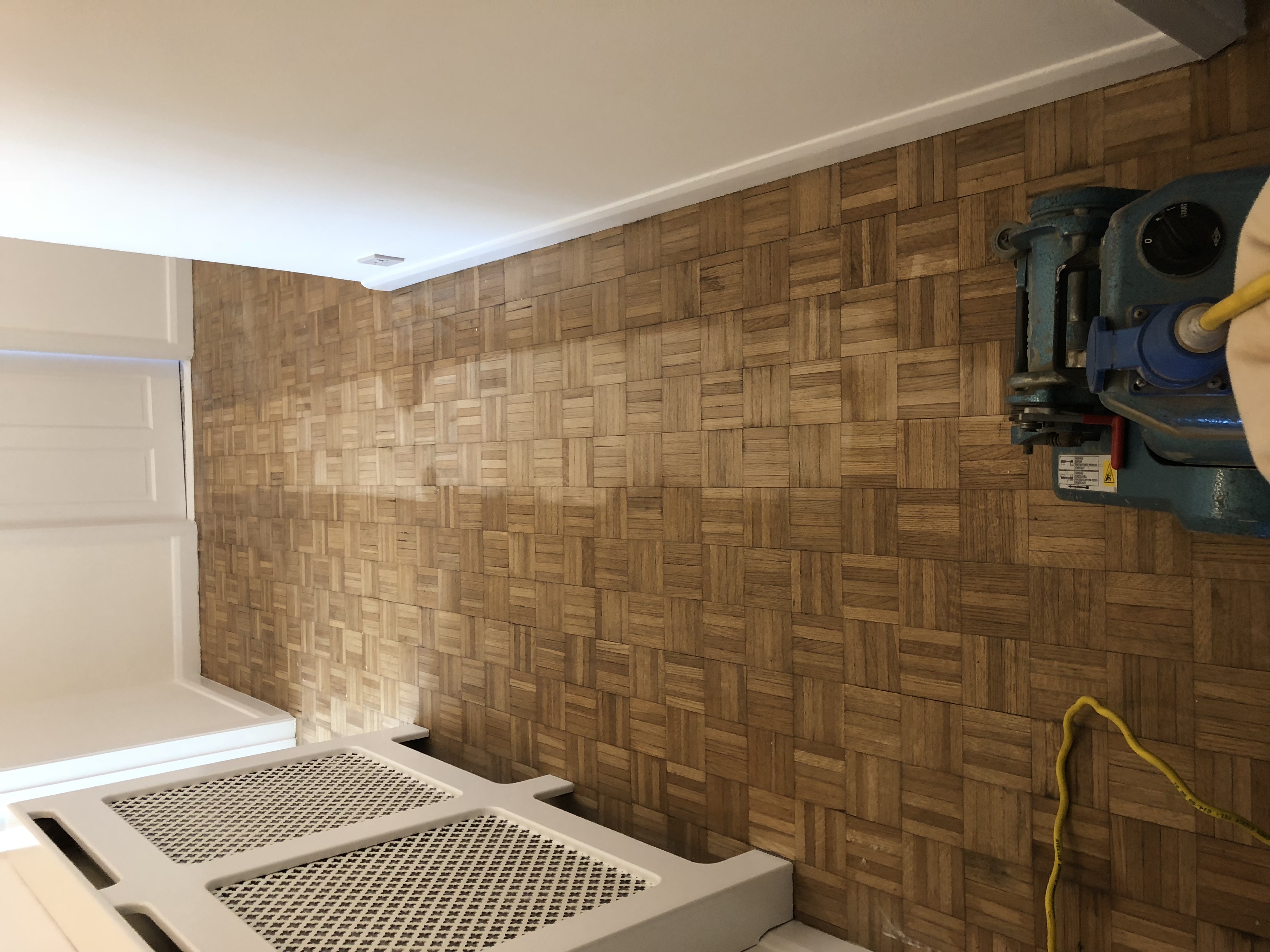 Parquet floor after sanding work in TW12