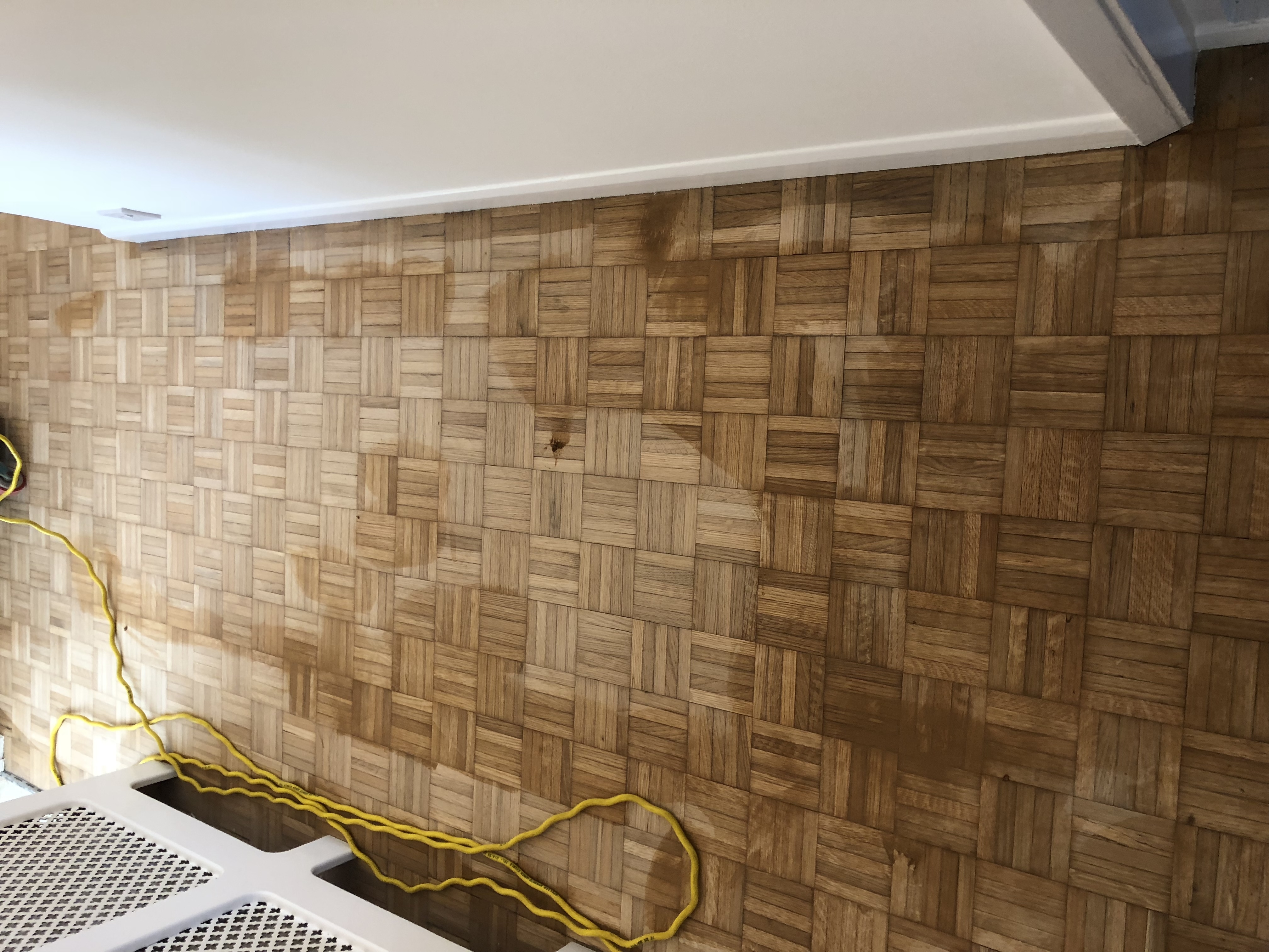 Parquet floor after sanding work in TW12