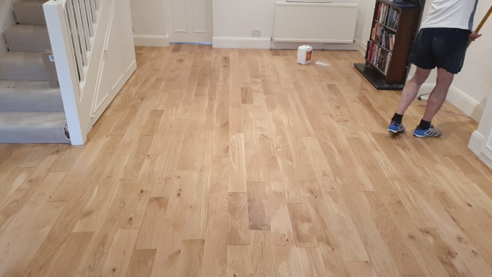 Hardwood floor after sanding work in TW7