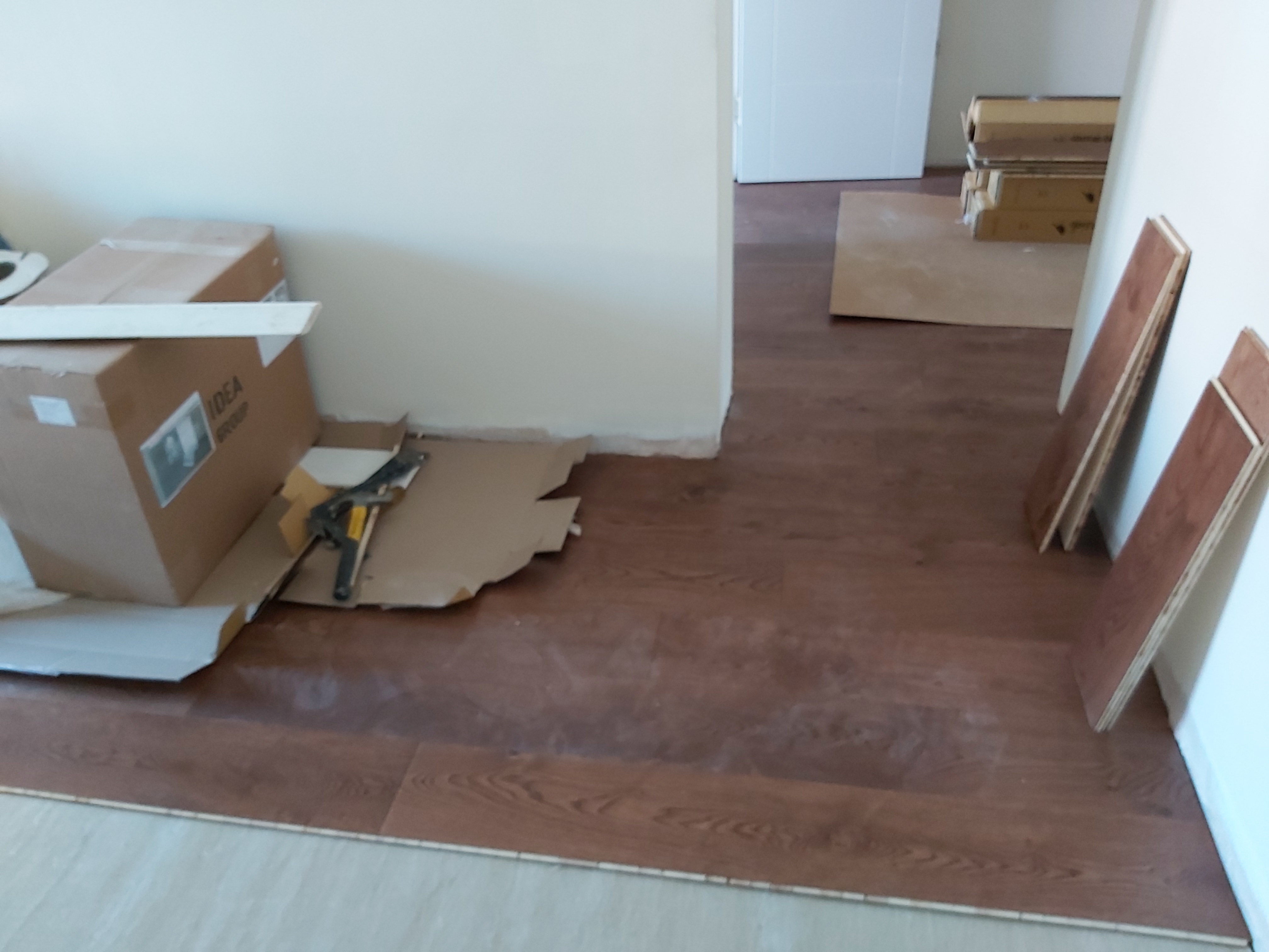 Engineered Wood floor after fitting work in UB6