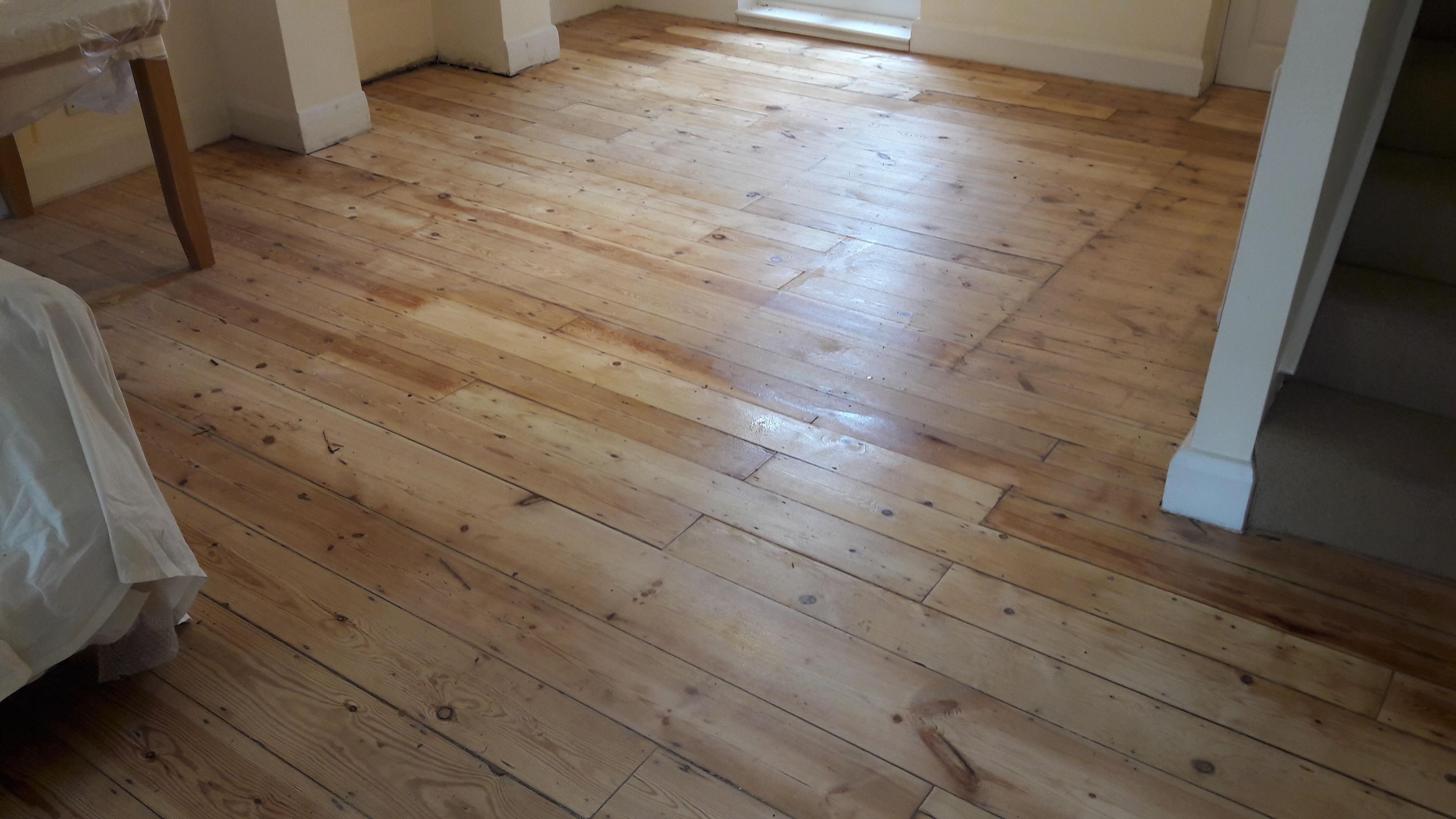 Floorboards floor after sanding work in W10