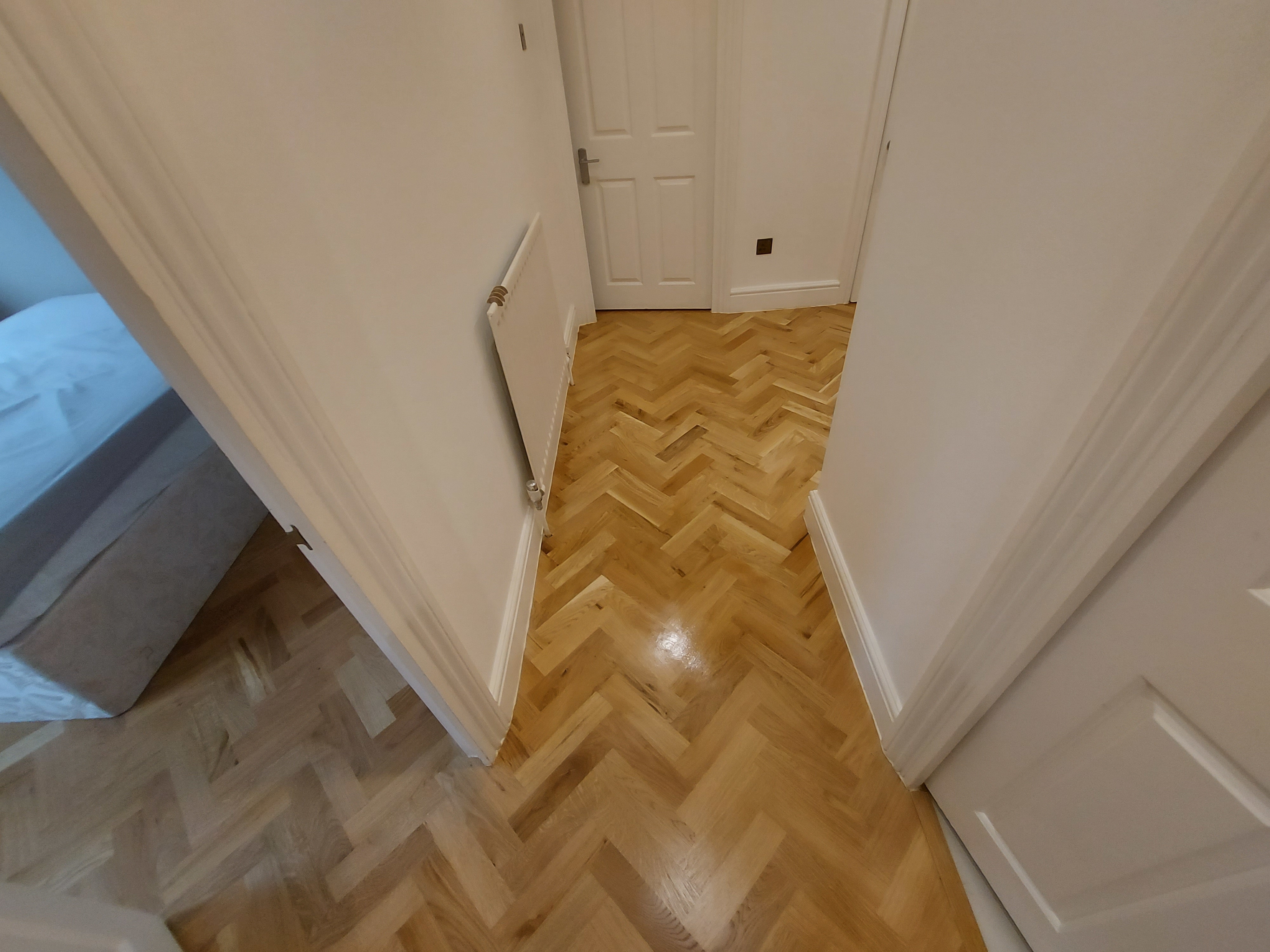 Parquet floor after sanding work in W112RE