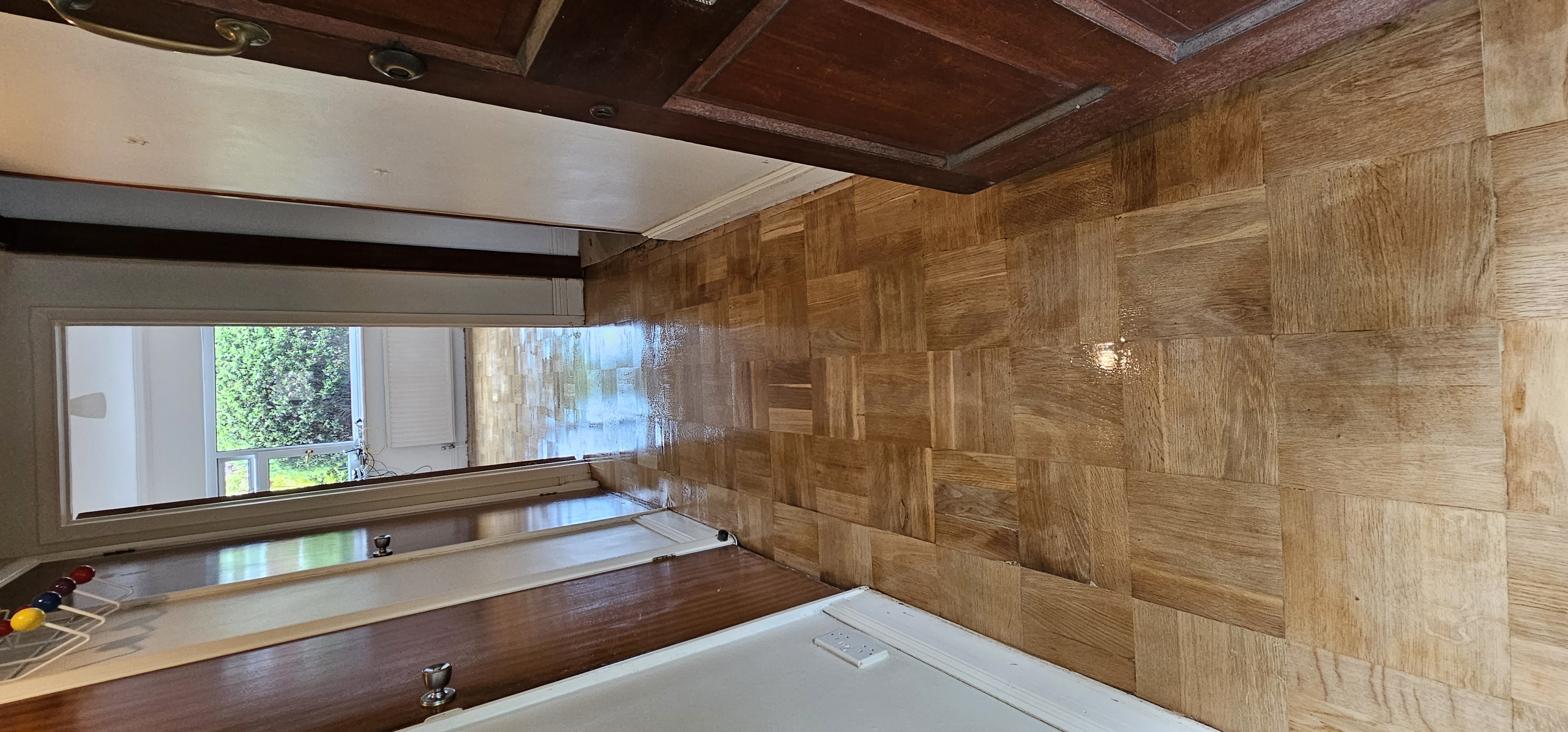 Parquet floor after sanding work in W13