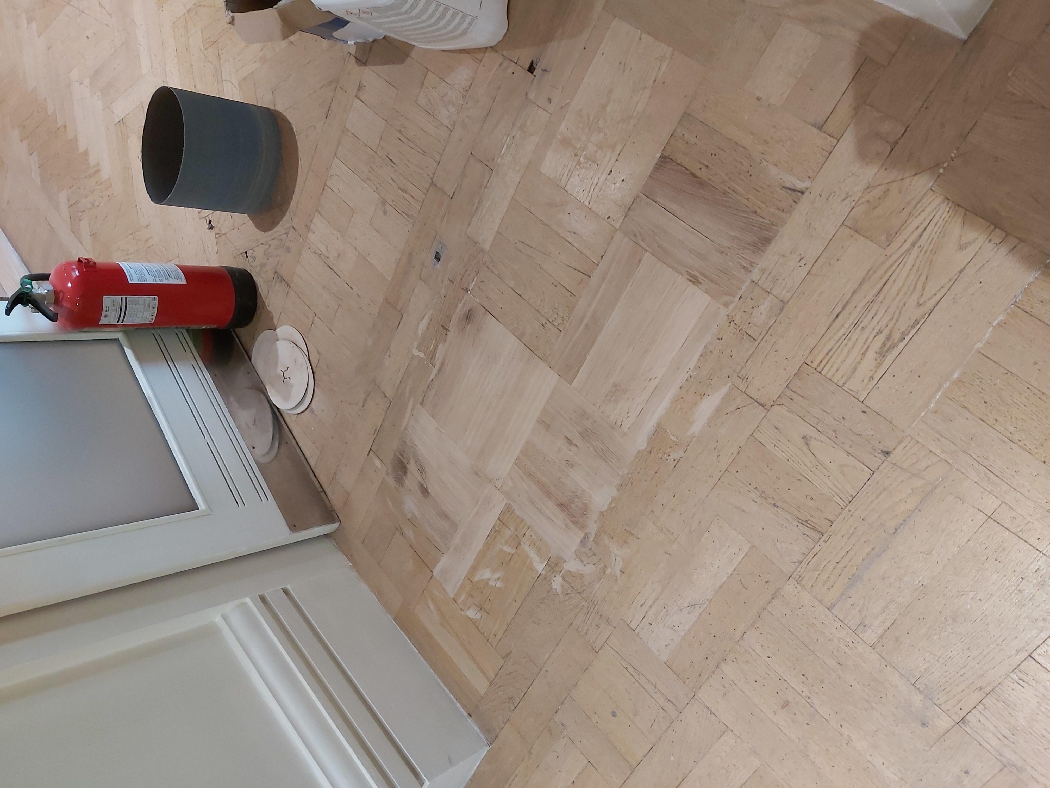 Parquet floor after sanding work in W1S