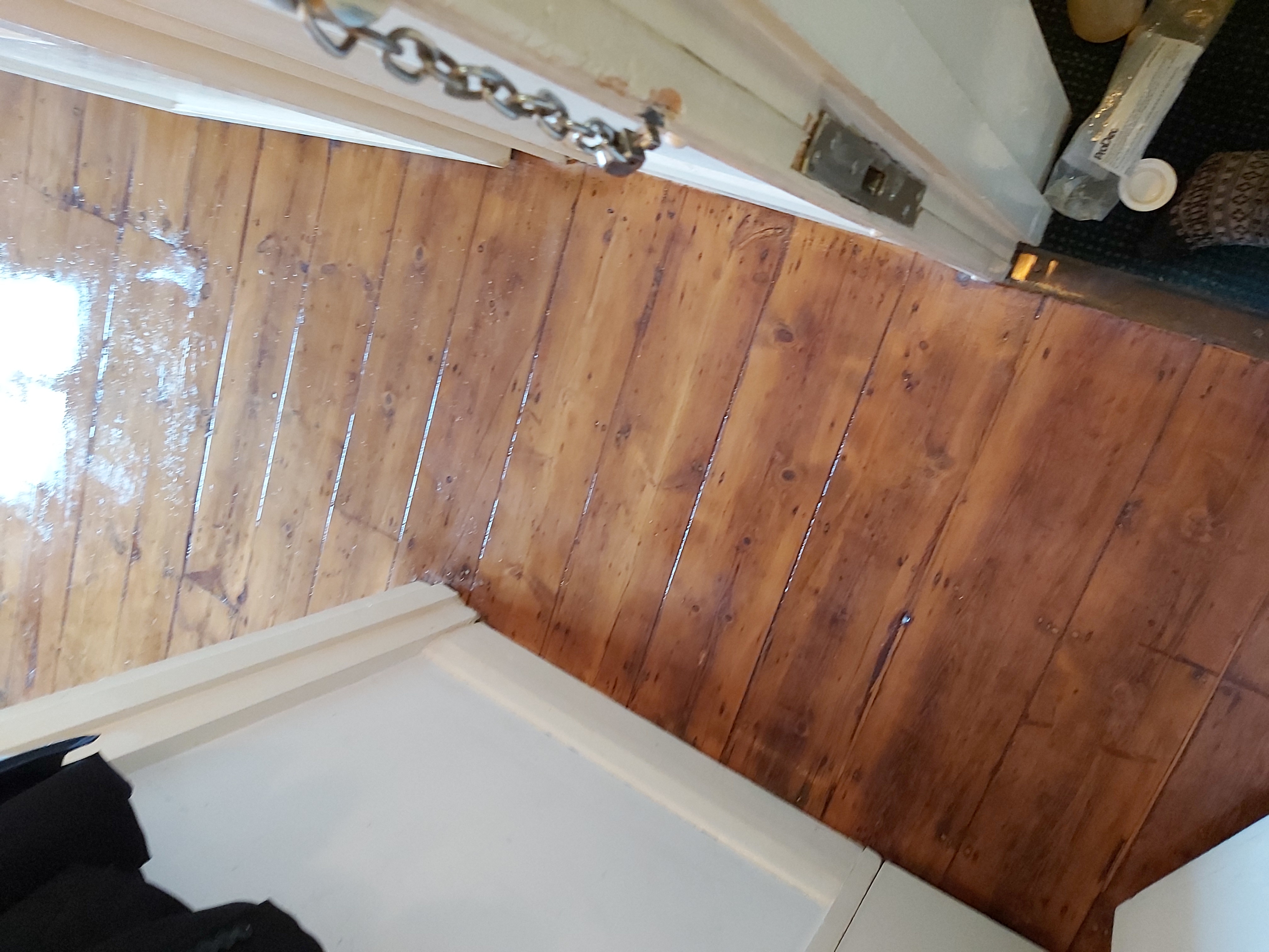 Floorboards floor after sanding work in W2