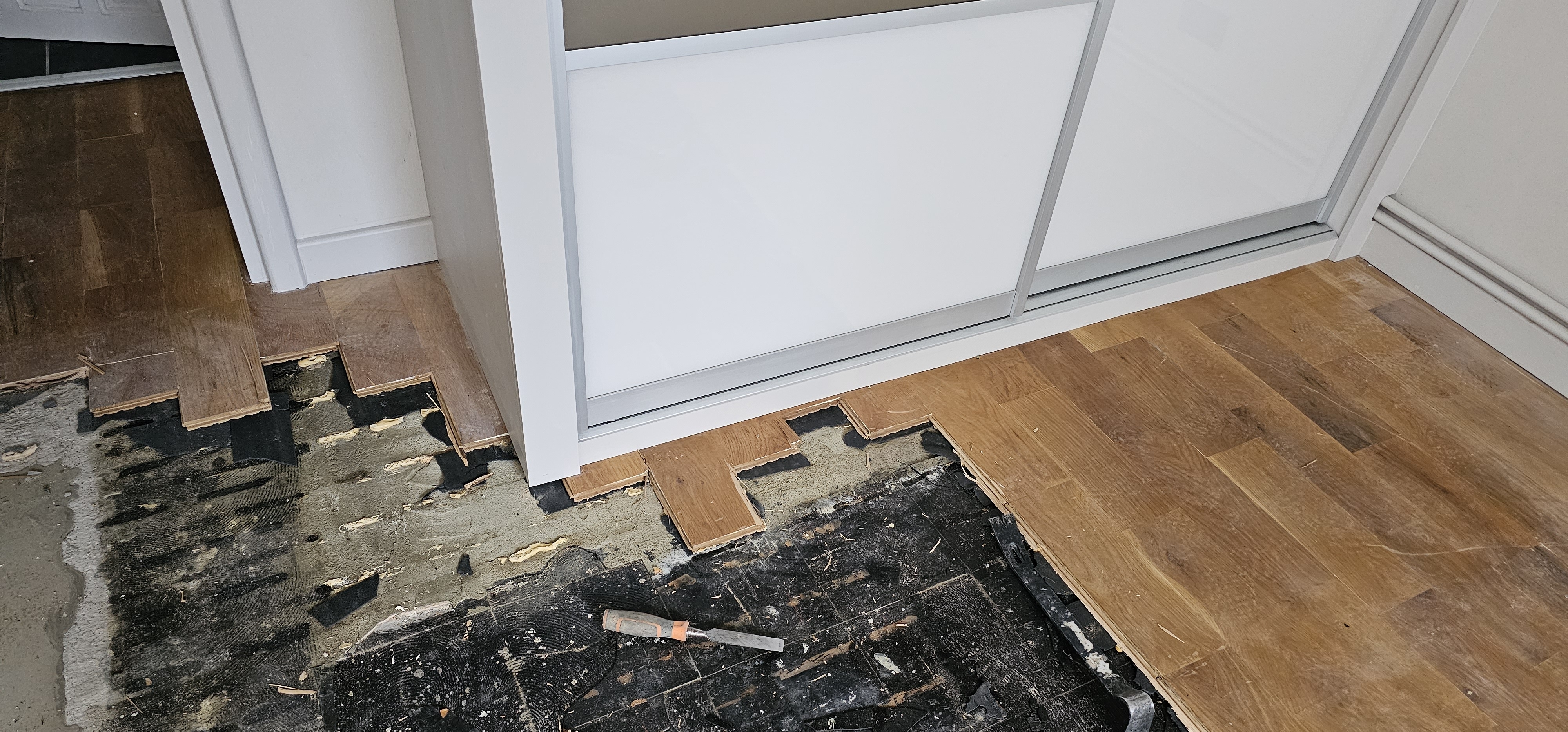 Engineered Wood floor after fitting work in W4