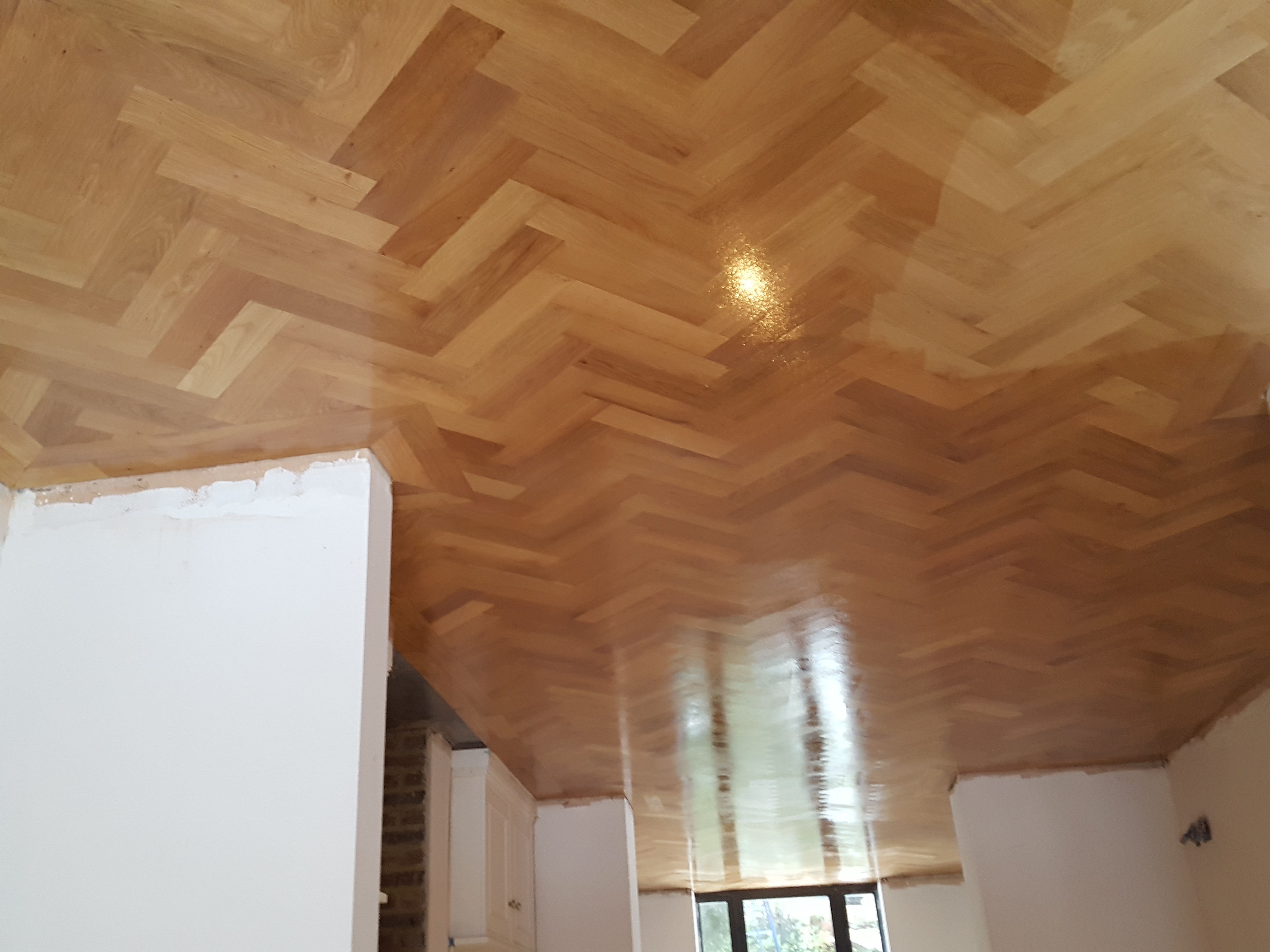 Parquet floor after sanding work in W5
