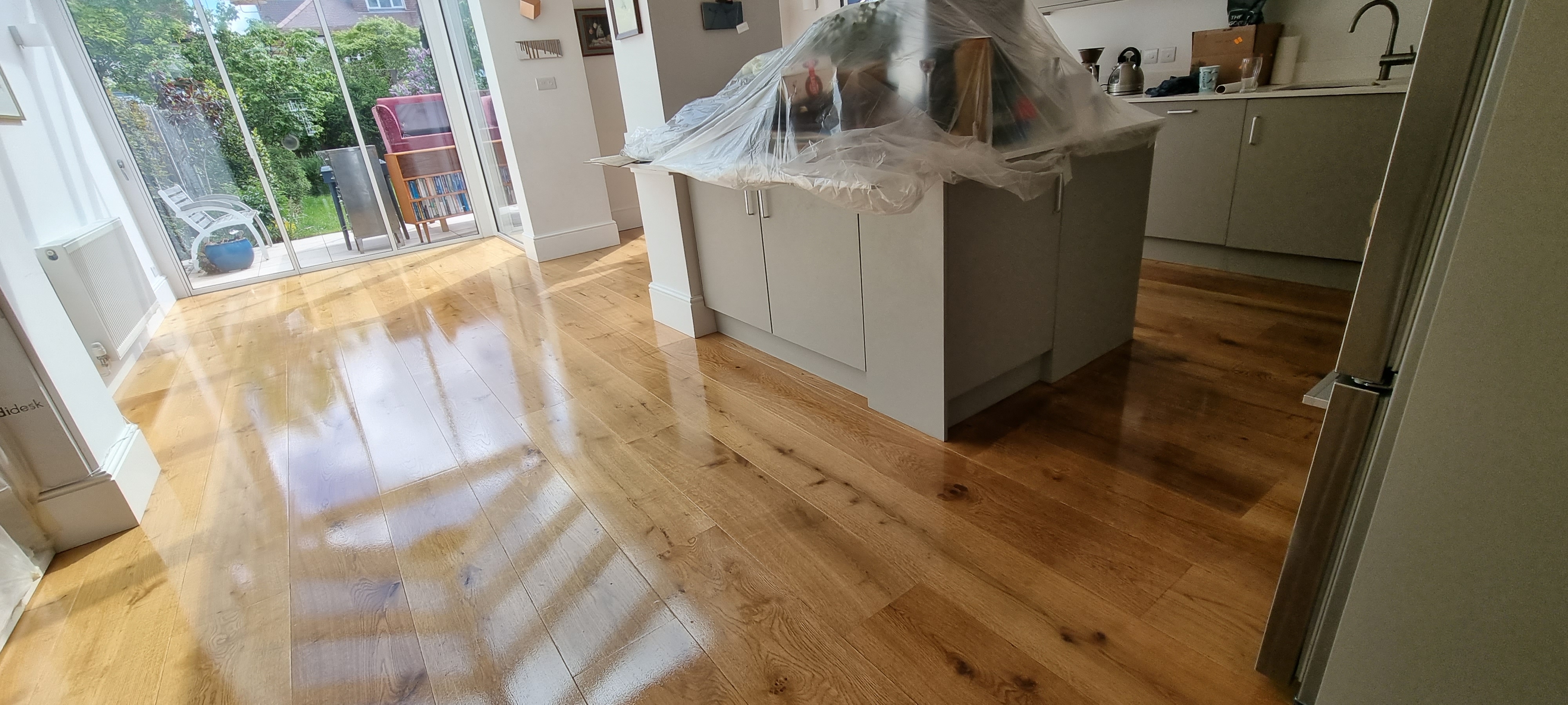 Floorboards floor after sanding work in W6