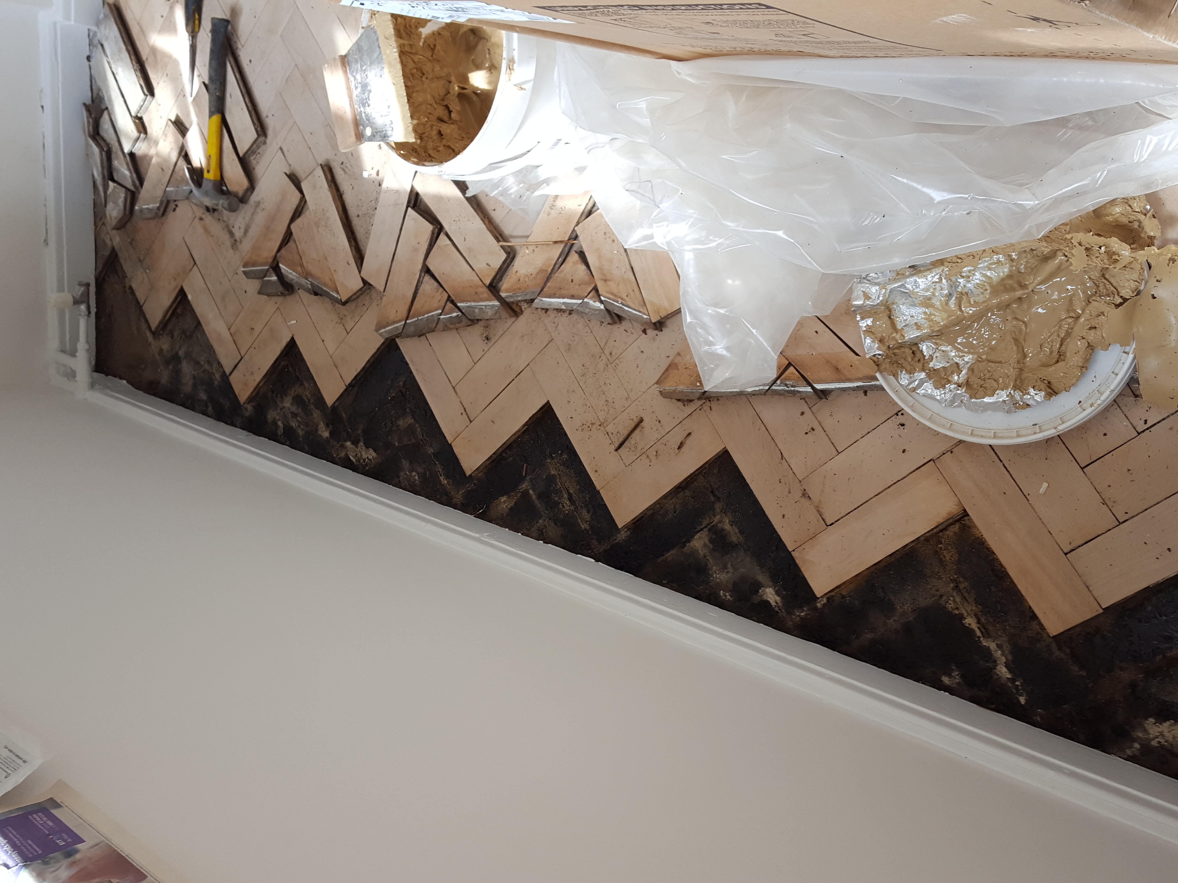 Parquet floor after sanding work in W6