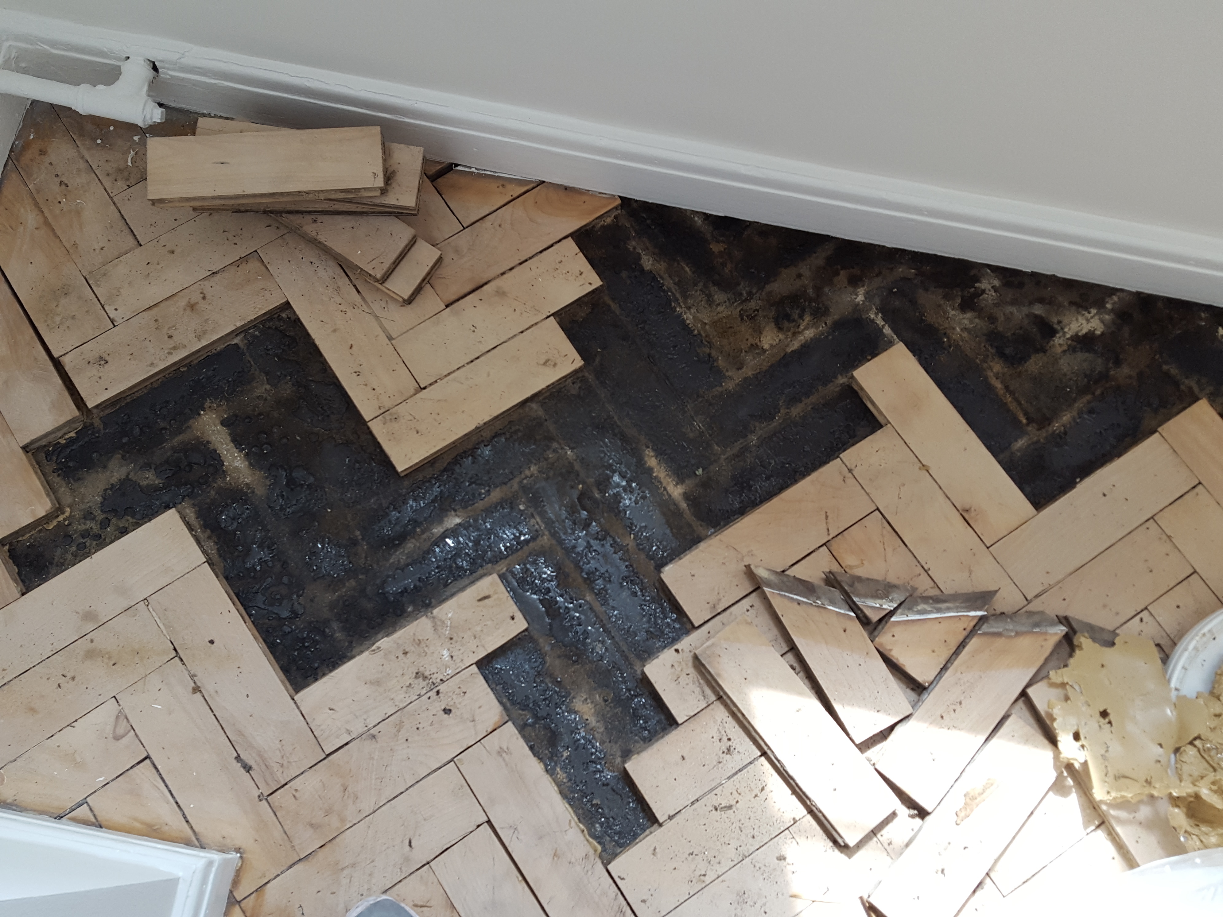 Parquet floor after sanding work in W6