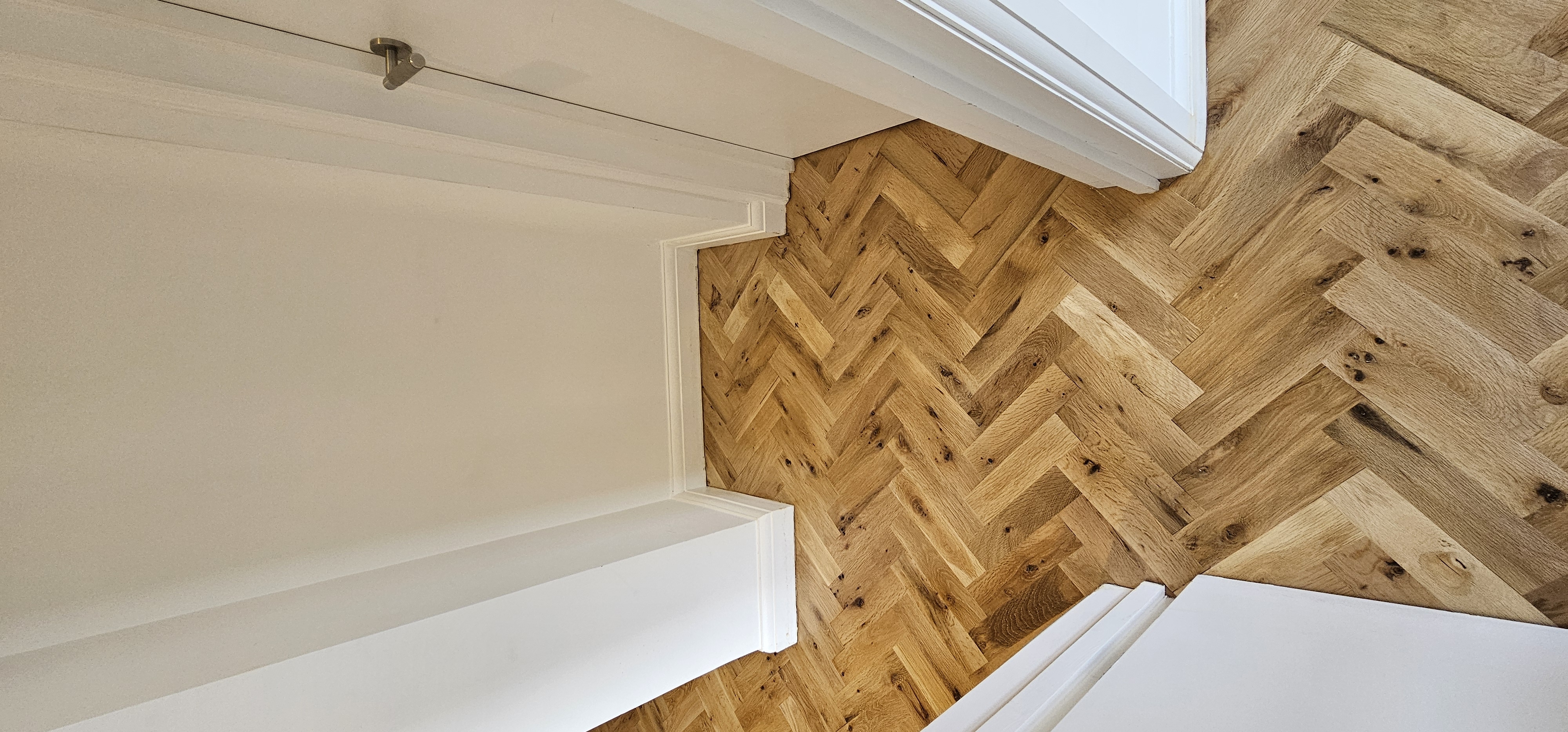 Parquet floor after sanding work in W9
