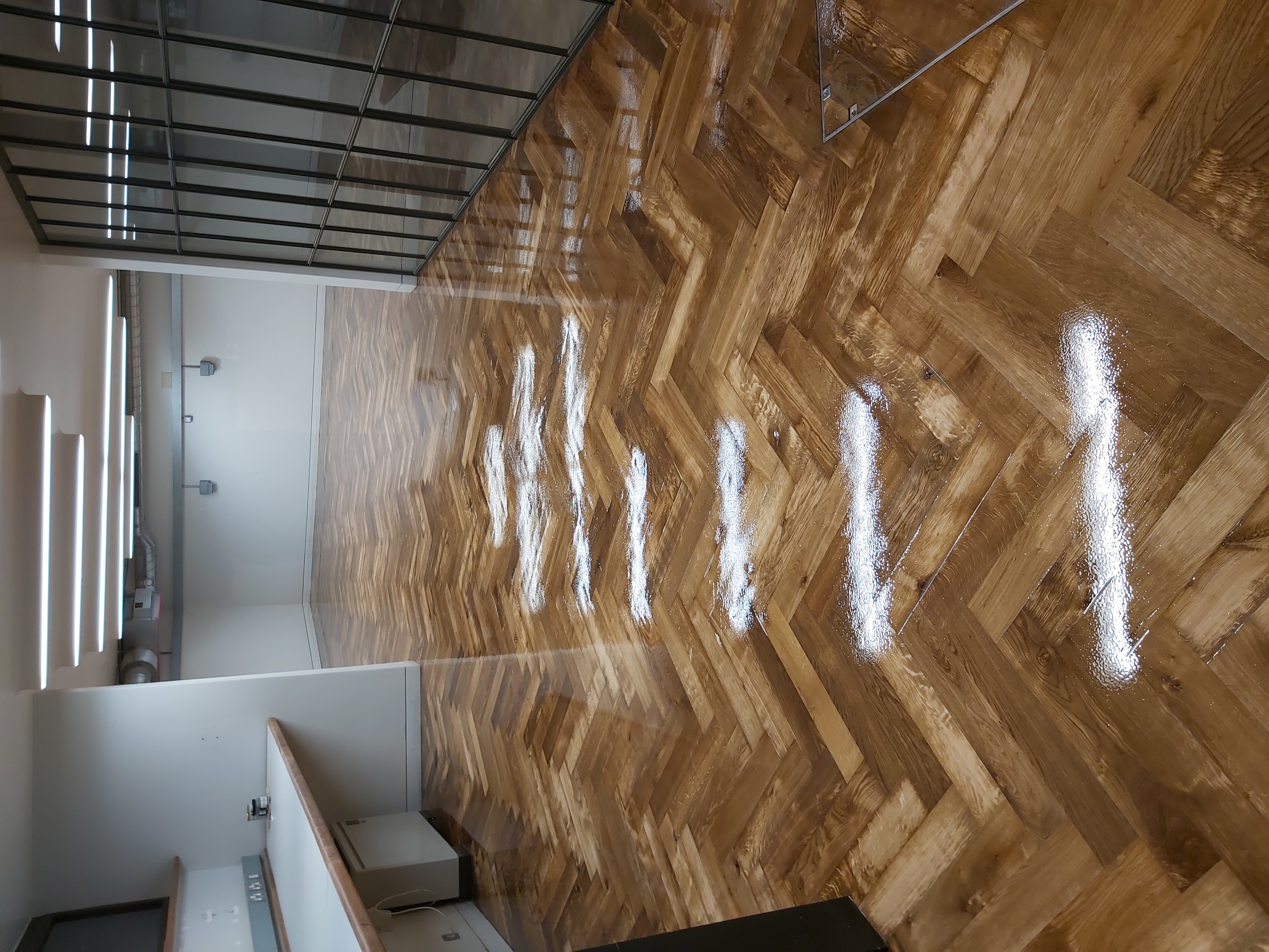 Parquet floor after sanding work in WC1X