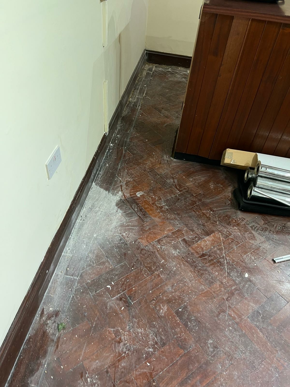 Parquet floor after sanding work in WC2N