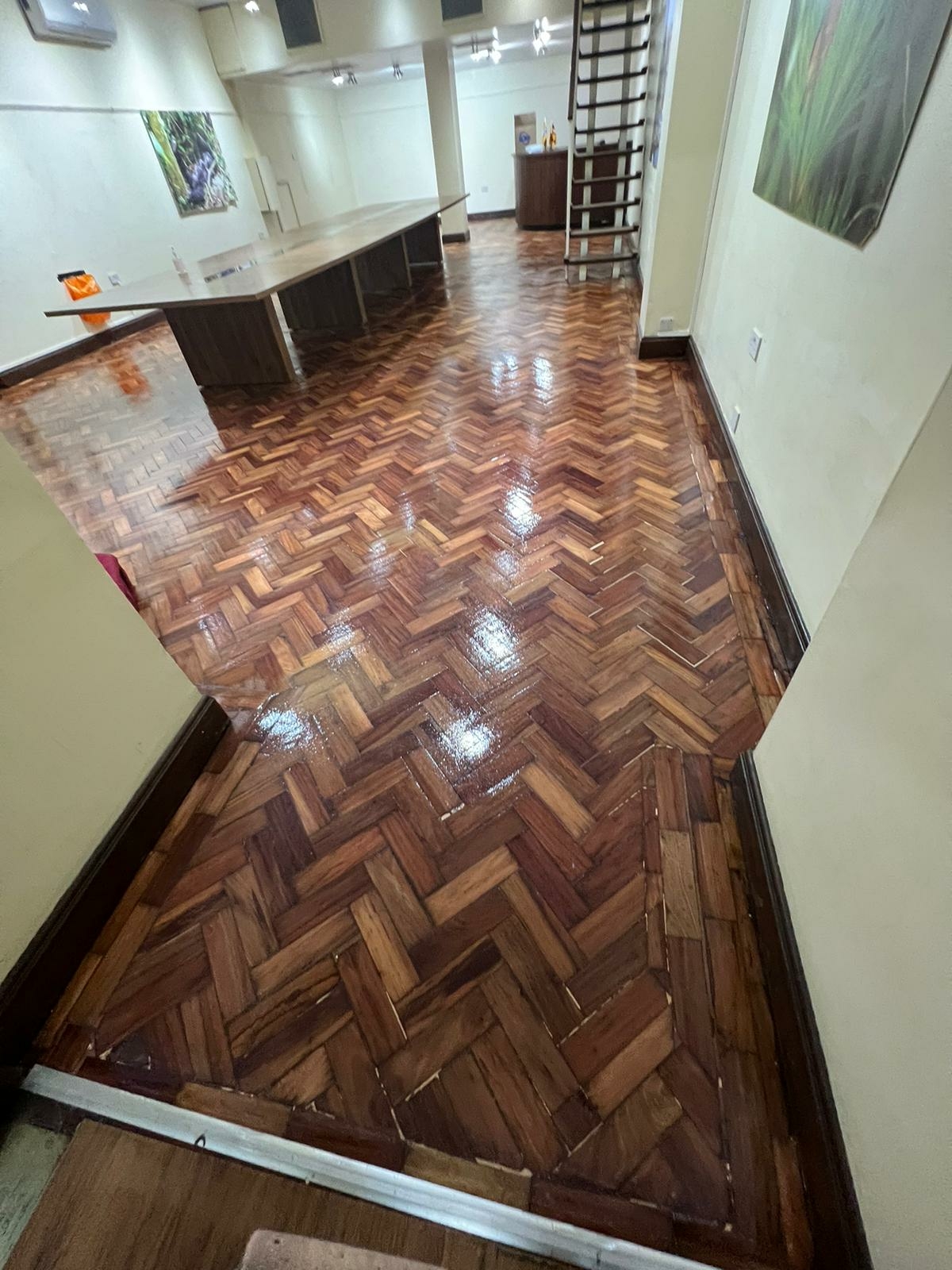 Parquet floor after sanding work in WC2N