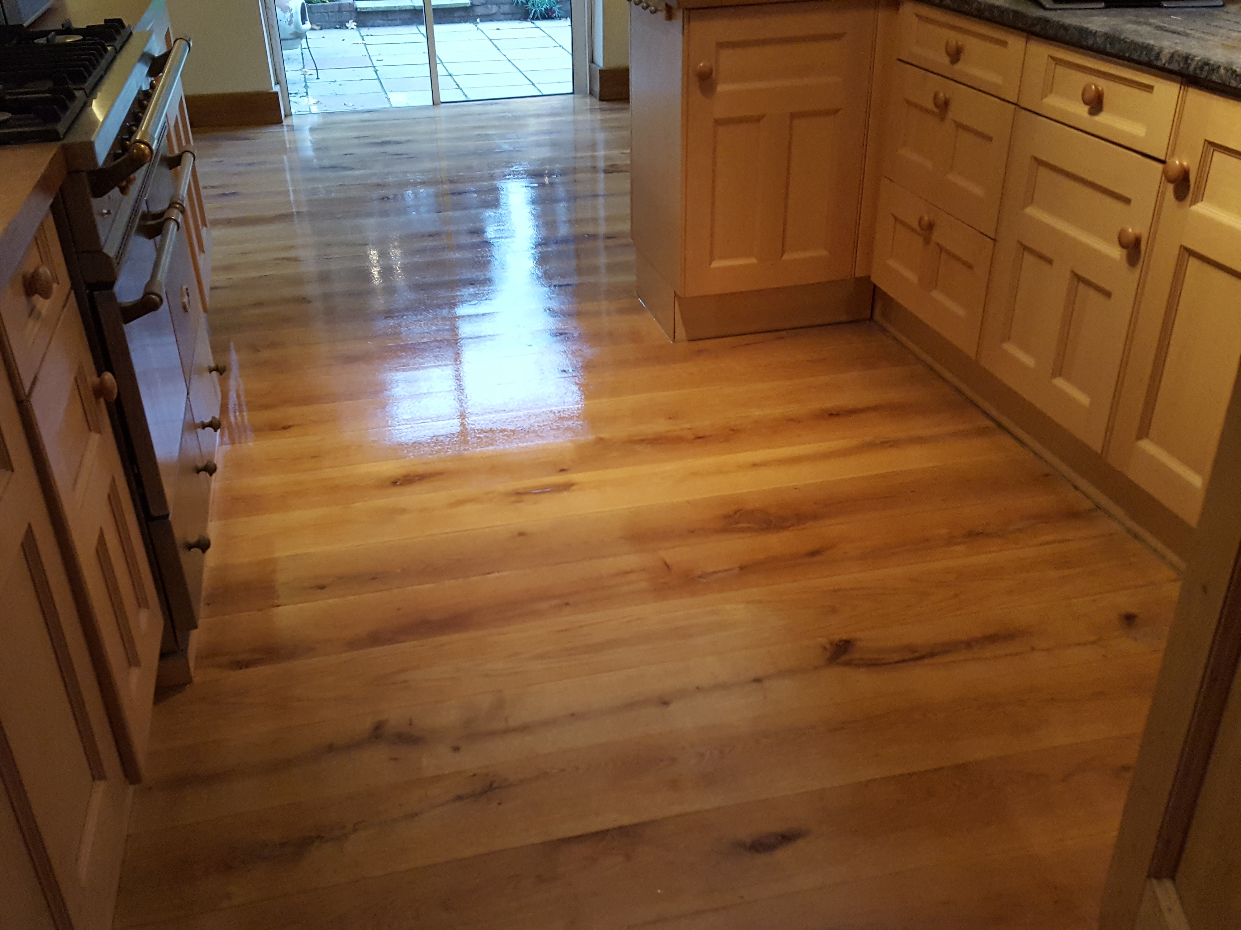 Hardwood floor after sanding work in WD17