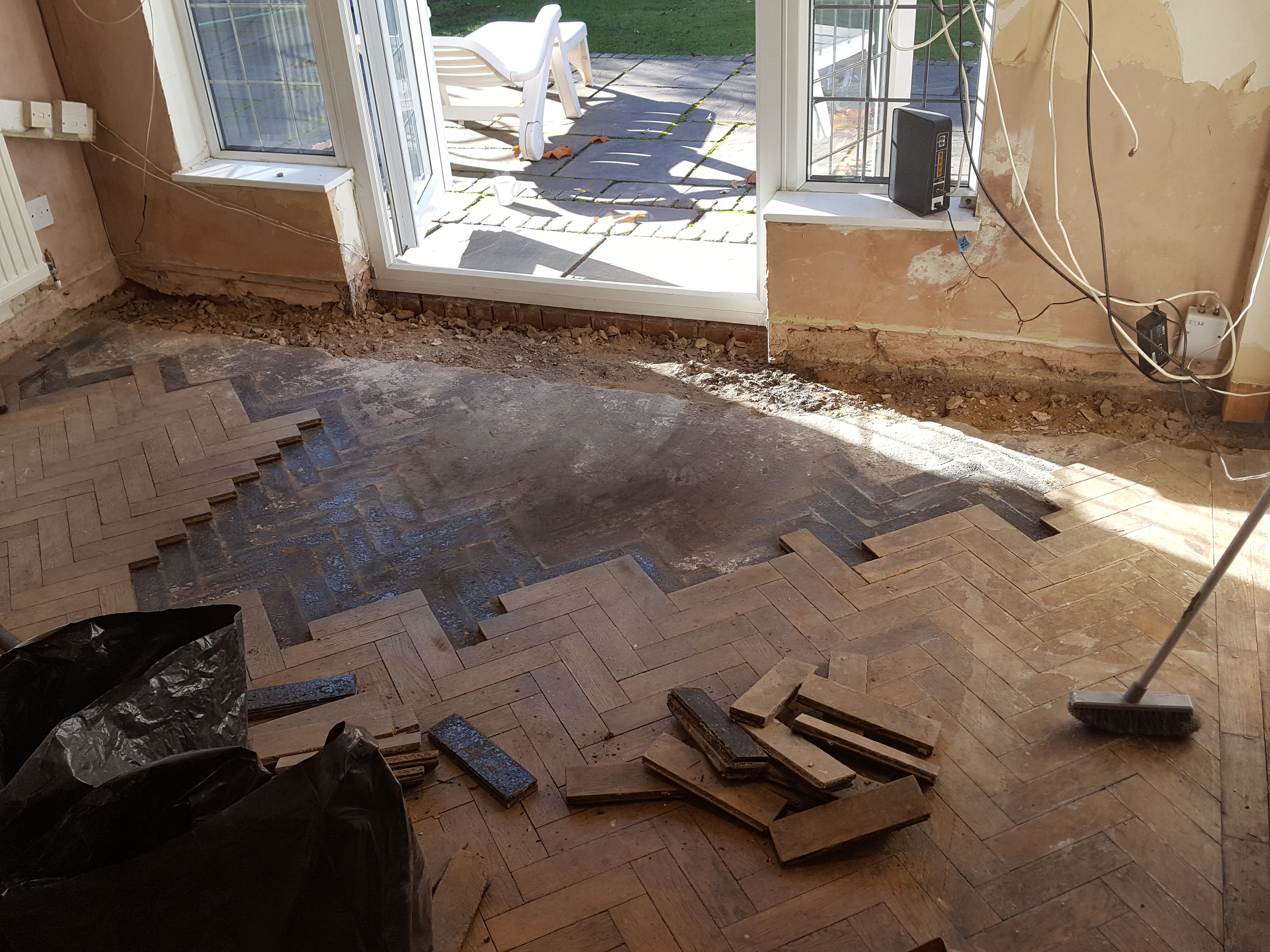 Parquet floor after sanding work in WD23