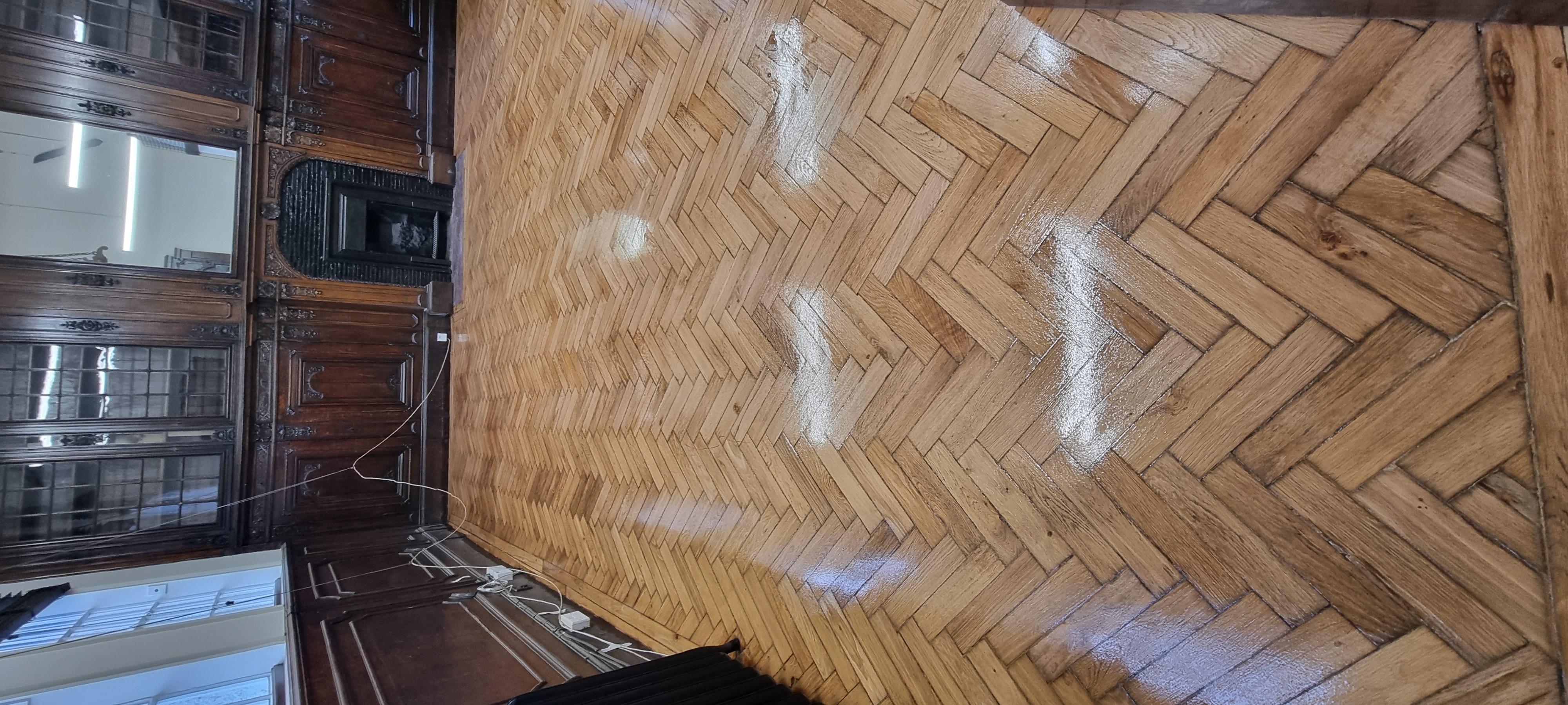 Parquet floor after sanding work in WD7