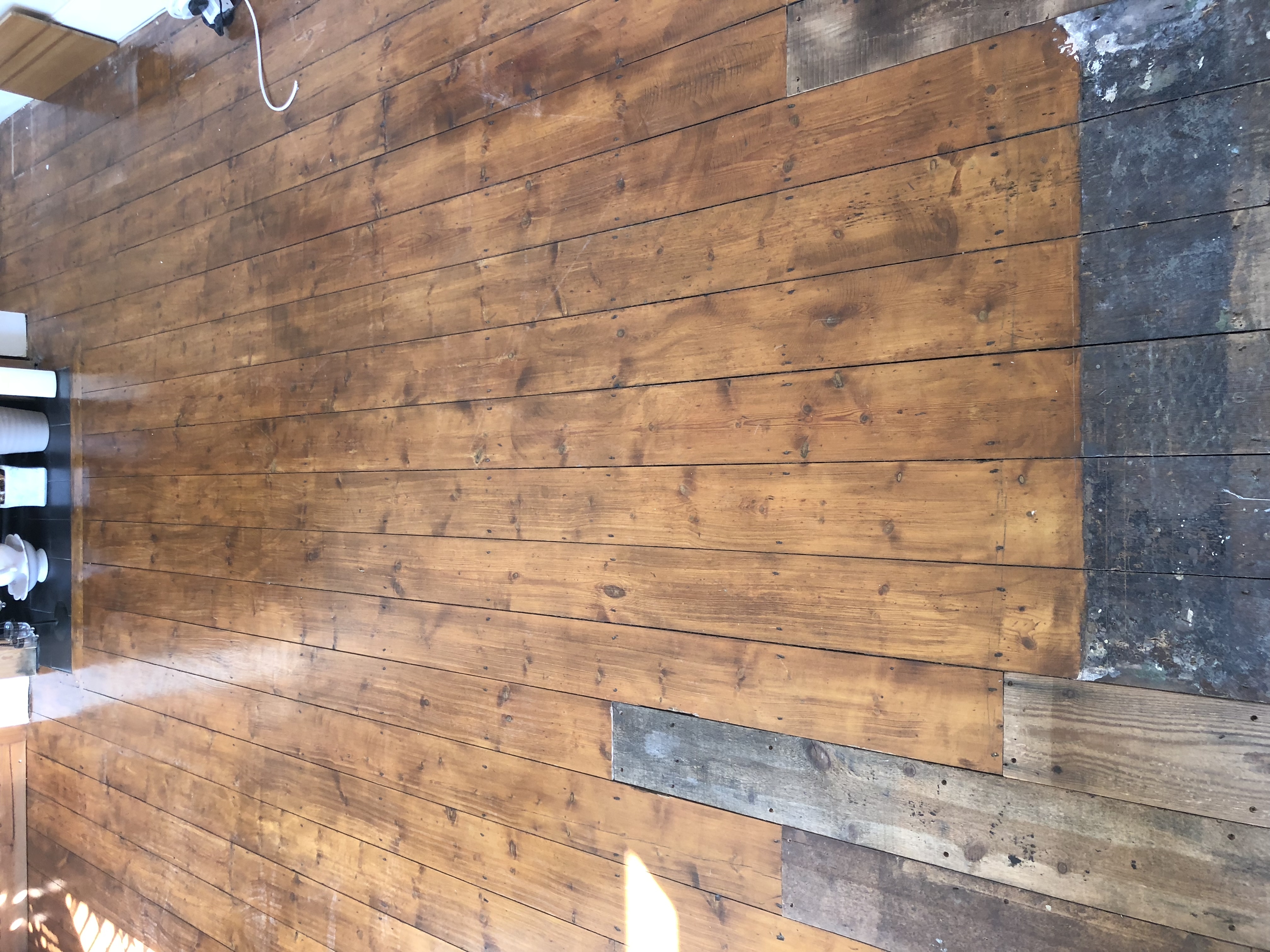 Floorboards floor after sanding work in WD7