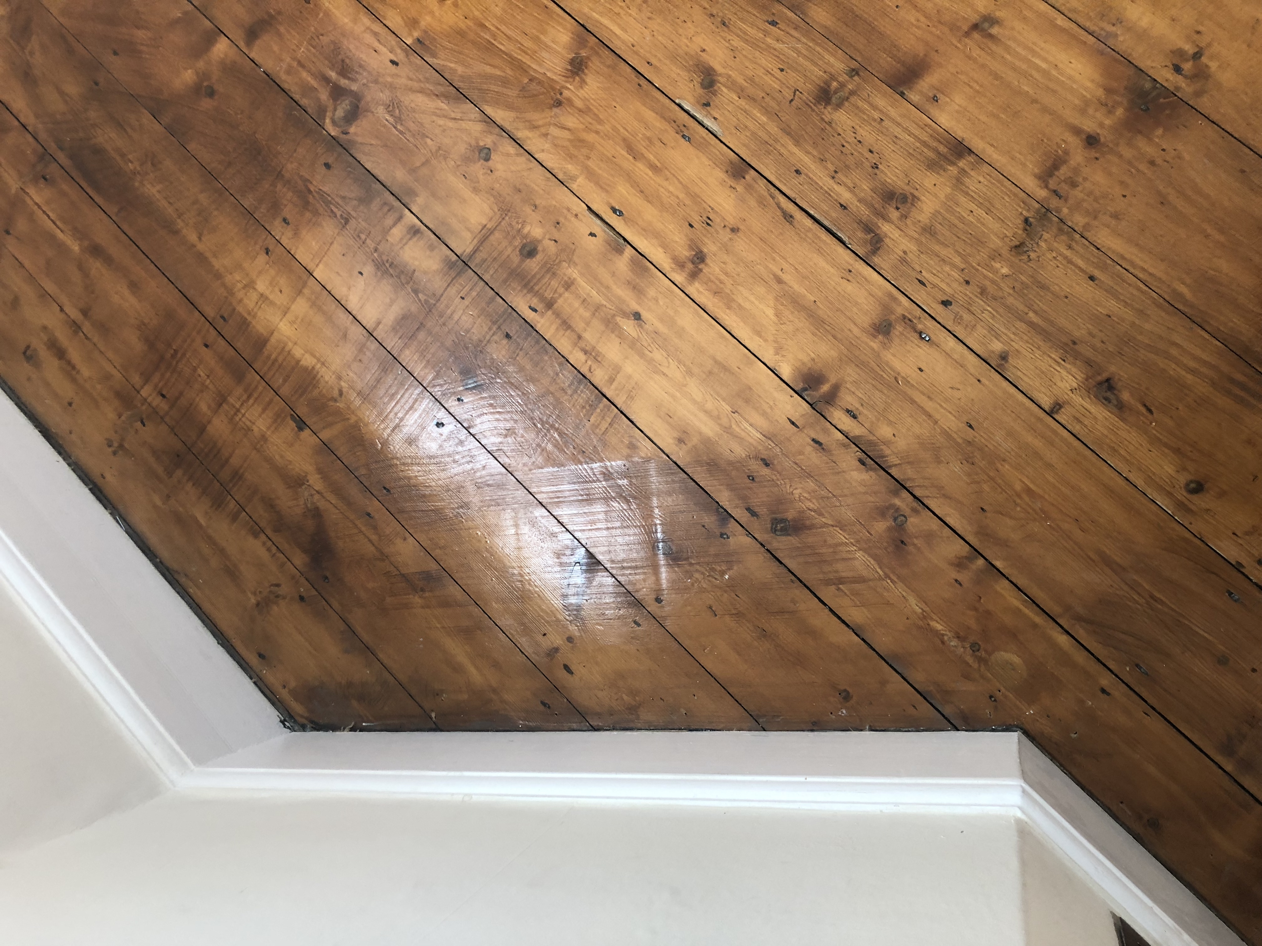Floorboards floor after sanding work in WD7