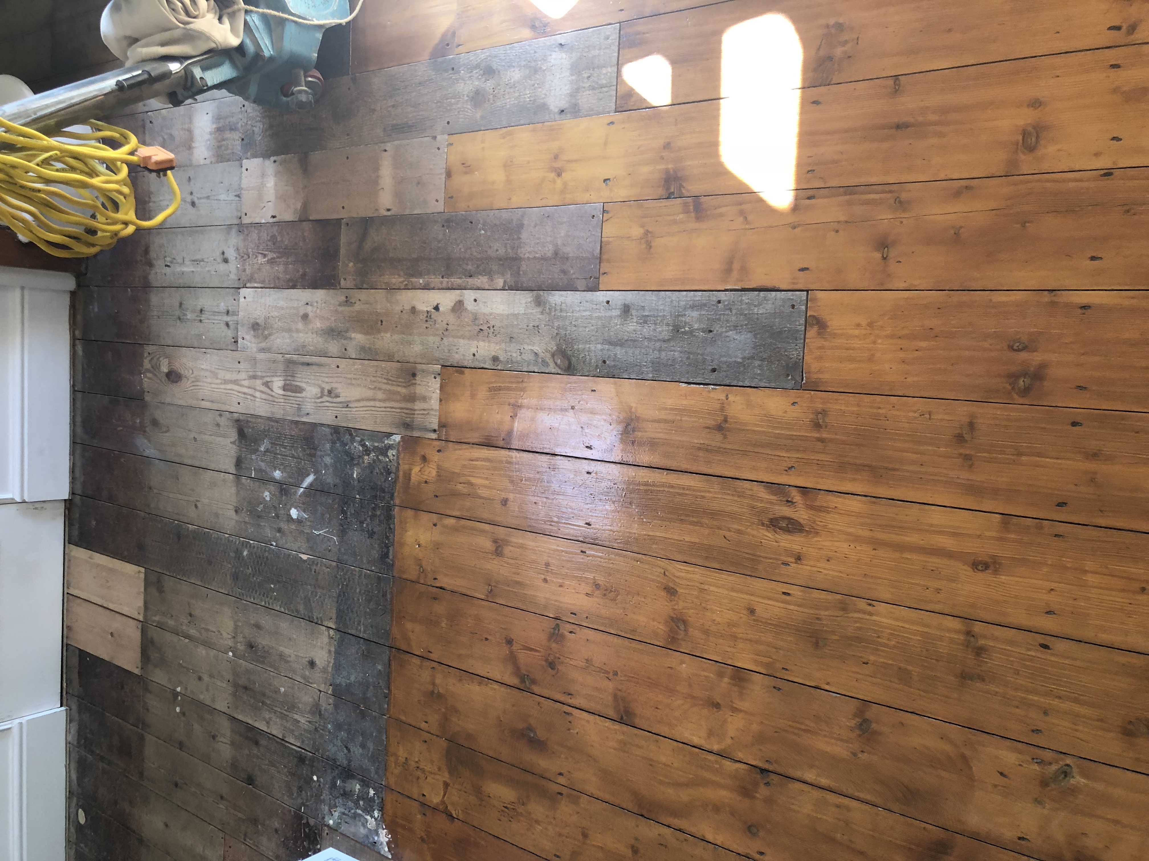 Floorboards floor after sanding work in WD7